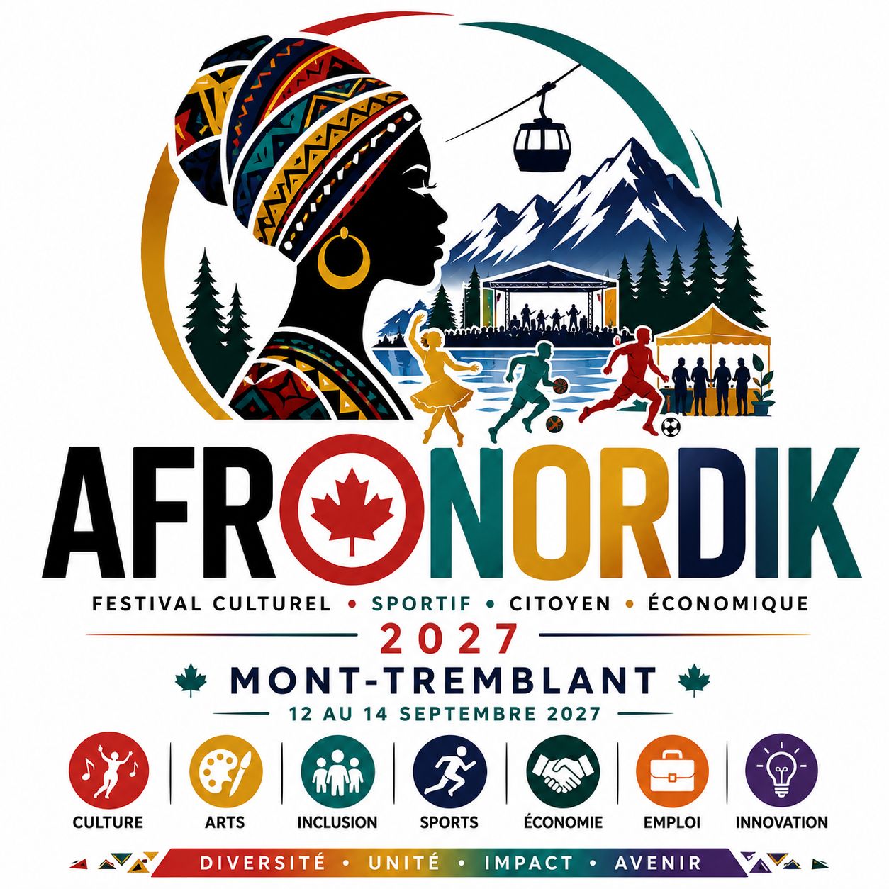 Logo AfroNordik 2027 — Festival culturel, sportif, citoyen et économique, Montréal